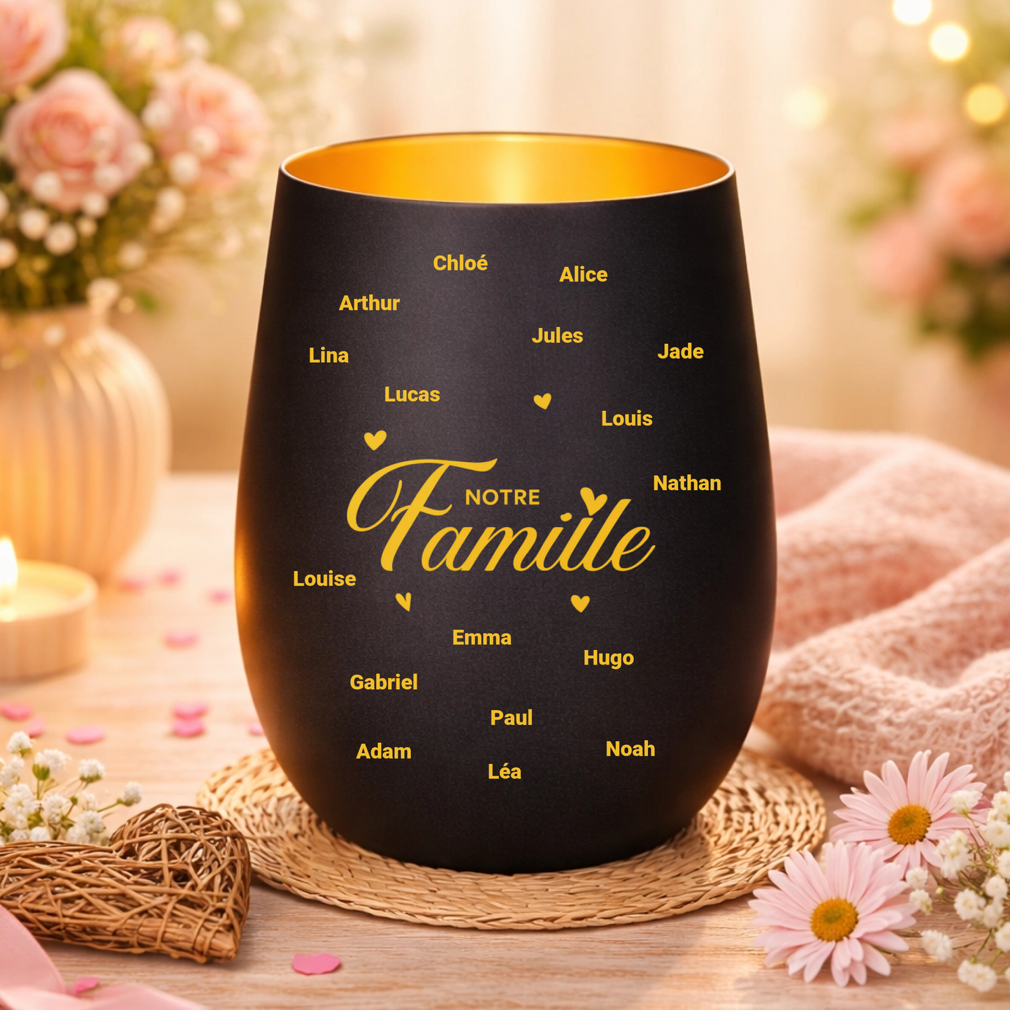 Photophore personnalisé avec prénoms – Notre Famille