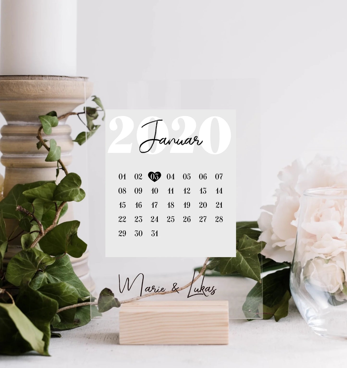 "Notre date" - Tableau acrylique personnalisé