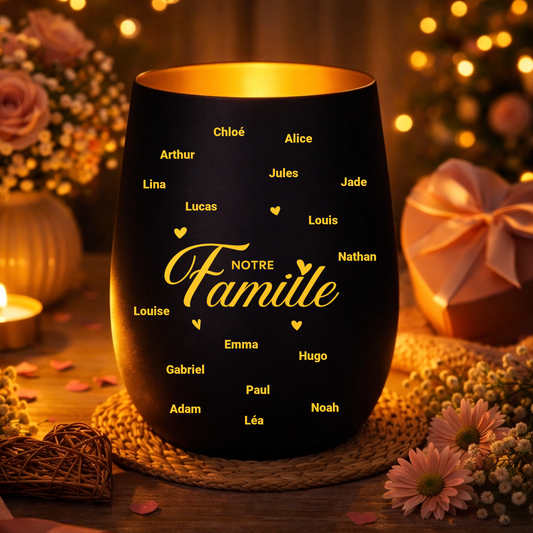 Photophore personnalisé avec prénoms – Notre Famille