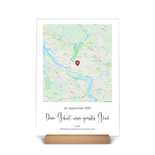 "Deine Geburt" - Personalisierte Acryltafel