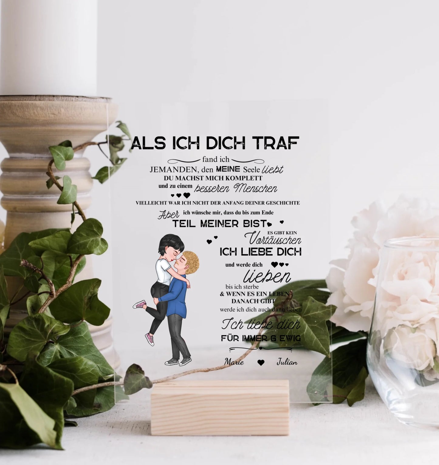 "Toen ik je ontmoette" - Gepersonaliseerde acrylplaat