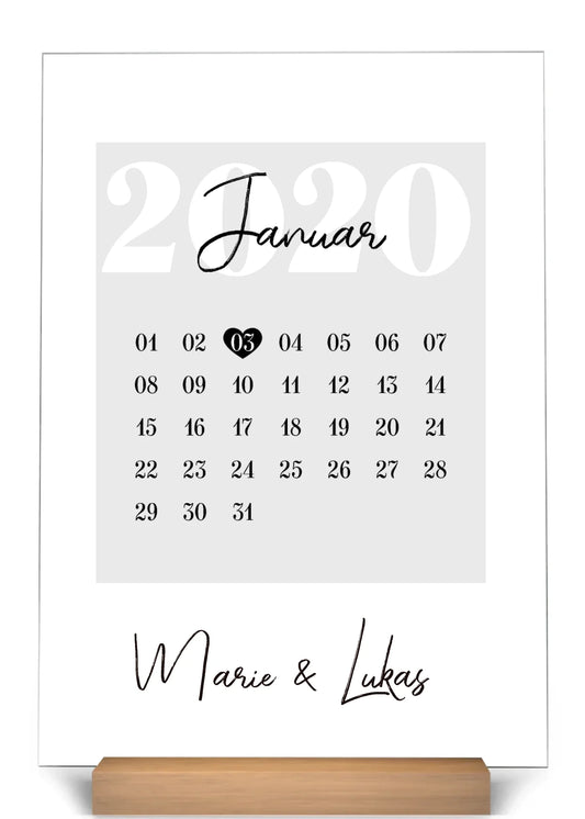 "Onze Date" - Gepersonaliseerde acrylplaat