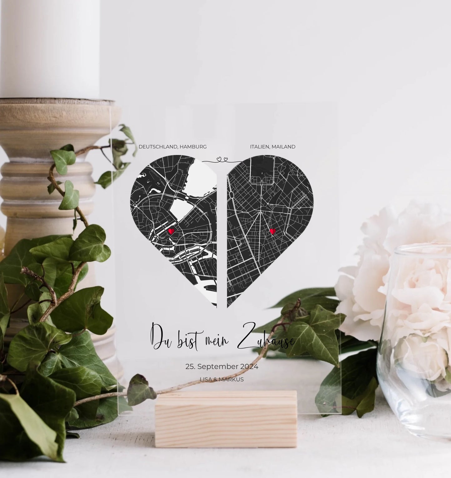 Relatie op afstand - Gepersonaliseerde acrylplaat