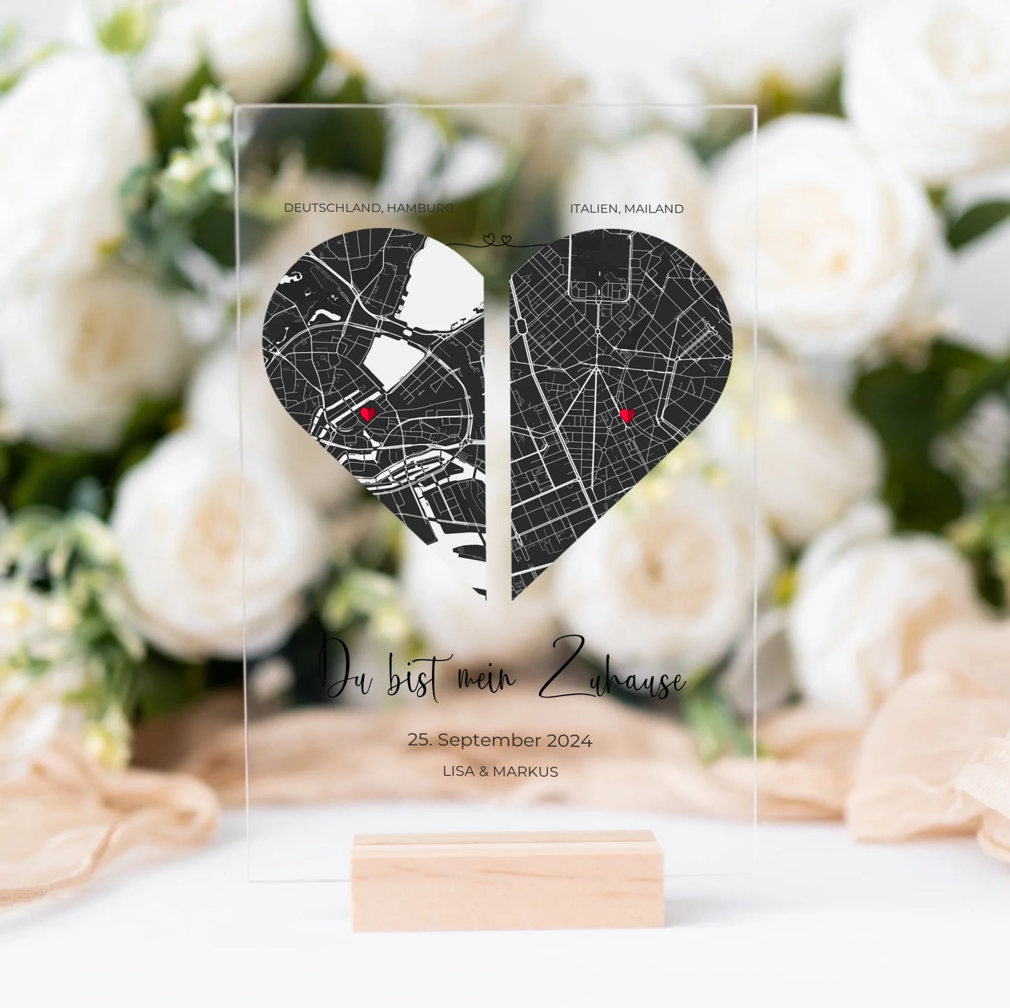 Relatie op afstand - Gepersonaliseerde acrylplaat