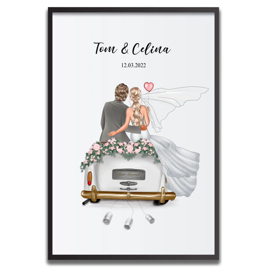 Just Married - Gepersonaliseerde poster als geldgeschenk