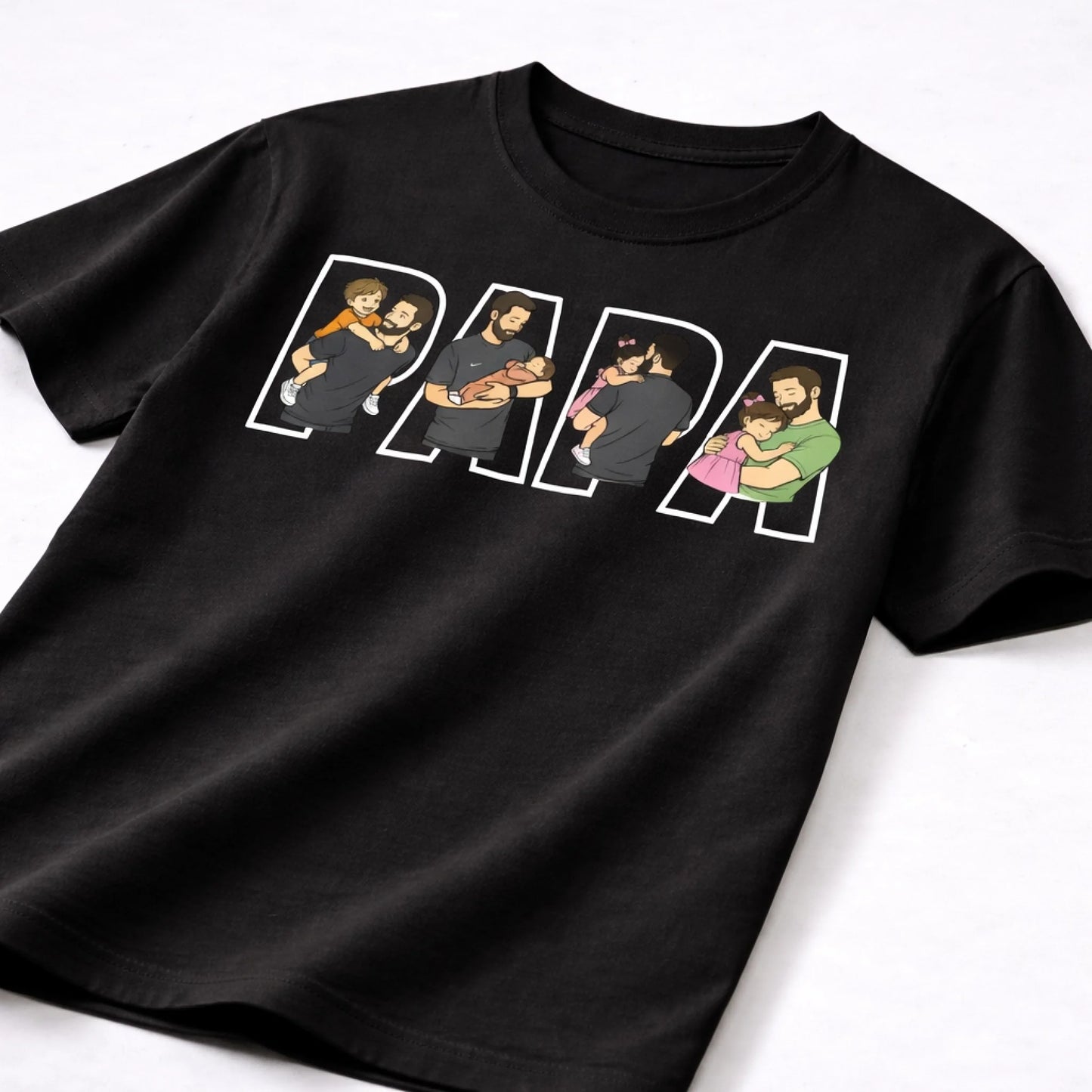 Bearded dad and kids T-shirt design