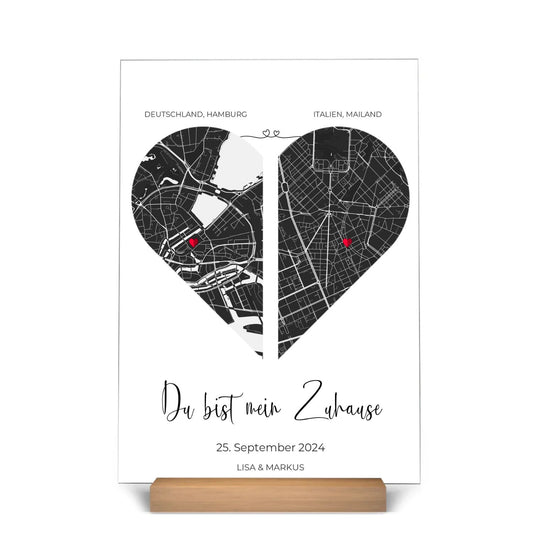 Fernbeziehung - Personalisierte Acryltafel